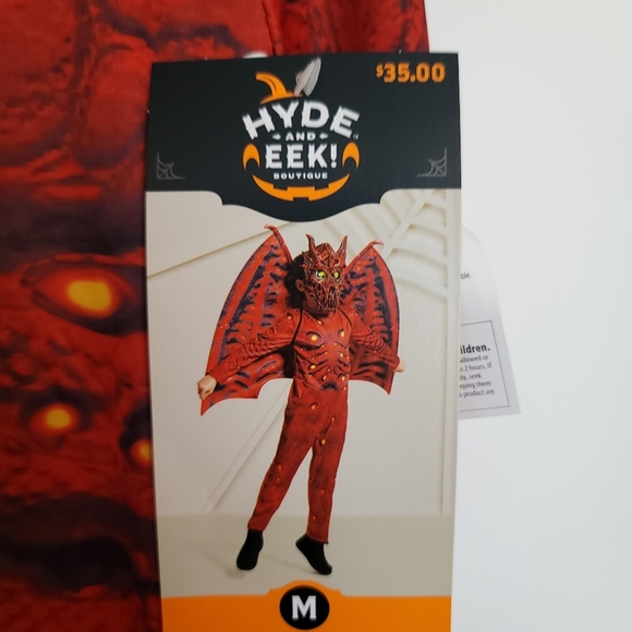 NEW  Light Up Red Dragon Costume Jumpsuit Wings and Mask - Picture 3 of 16